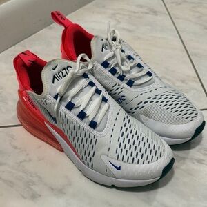 Nike Air Max 270 White and Pink and Blue Sneakers